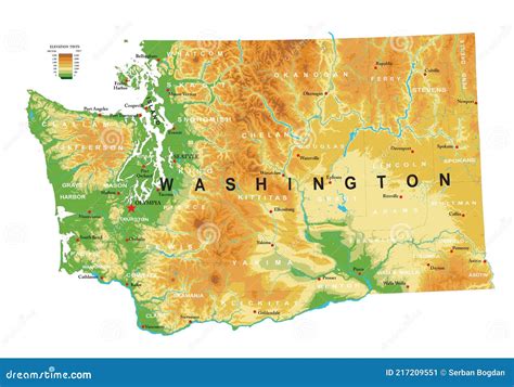 Mapa F Sico Del Estado De Washington Ilustraci N Del Vector