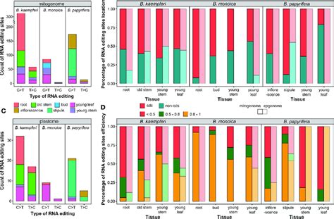 RNA editing type and efficiency. (A) Count of RNA editing site across... | Download Scientific ...