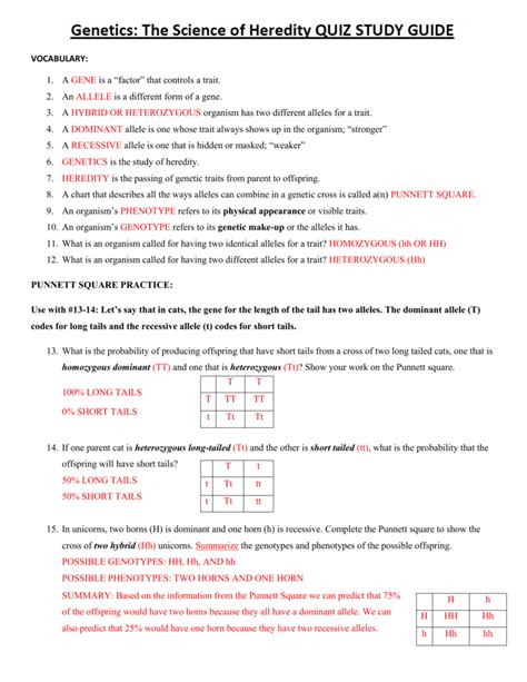 Genetics The Science Of Heredity Probability And Heredity Worksheet Answers - Scienceworksheets.net