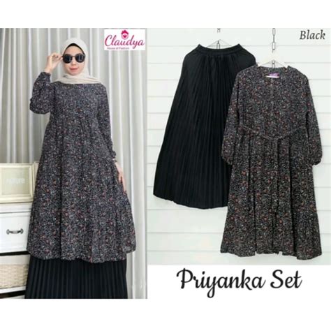 Jual Oneset Dress Milenial Setrok Polo Shirt Setelan Gamis Wanita