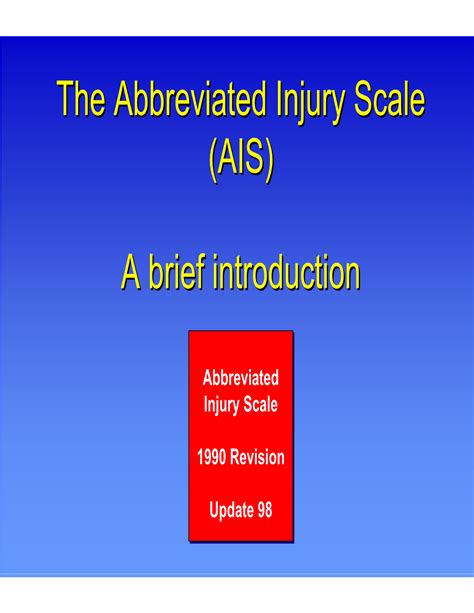 The Abbreviated Injury Scale Ais Docslib