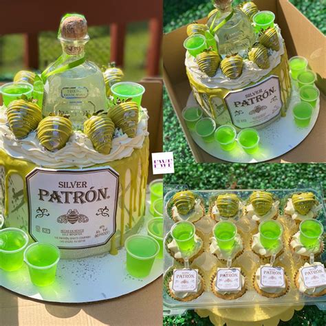 Patron Drip Cake W Infused Cupcakes Adult Birthday Cakes Alcohol