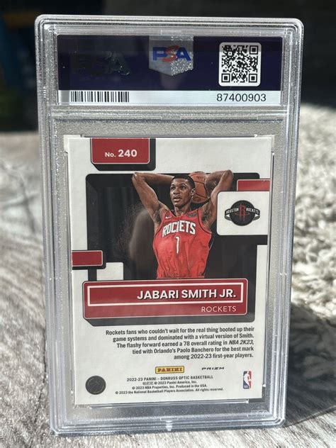 2022 Donruss Optic Fastbreak Disco 240 Jabari Smith Jr RC Rookie PSA