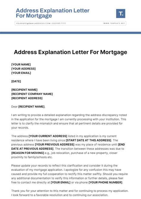Free Address Explanation Letter For Mortgage Template to Edit Online