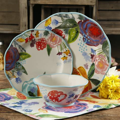 The Pioneer Woman Celia 12 Piece Dinnerware Set Linen