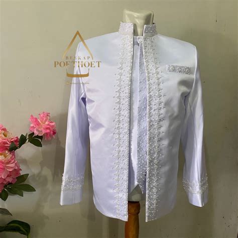 Jual Baju Basofi Pengantin Sunda Muslim Akad Nikah Bridal Putih White