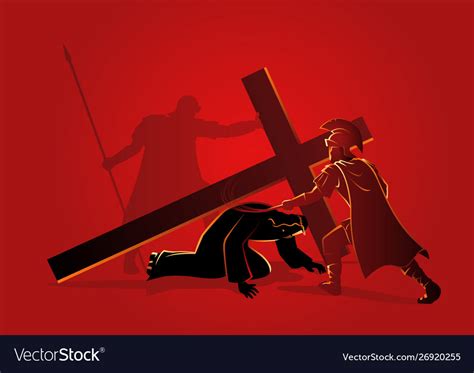 Jesus falls for third time Royalty Free Vector Image