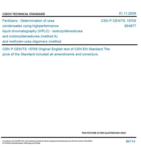 CSN P CEN TS 15705 Fertilizers Determination Of Urea Condensates