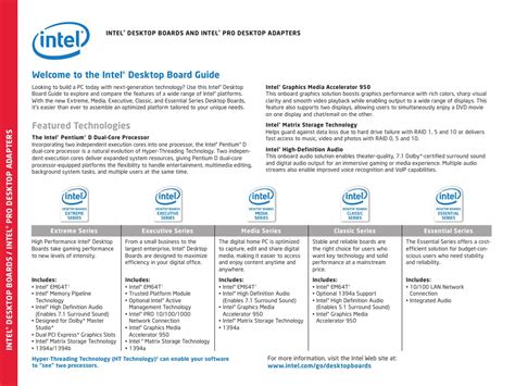 Welcome To The Intel Desktop Board Guide Featured Technologies Bios