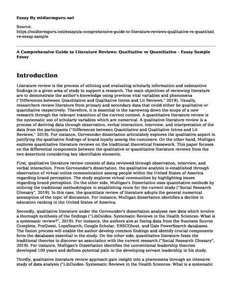 📌 A Comprehensive Guide To Literature Reviews Qualitative Vs