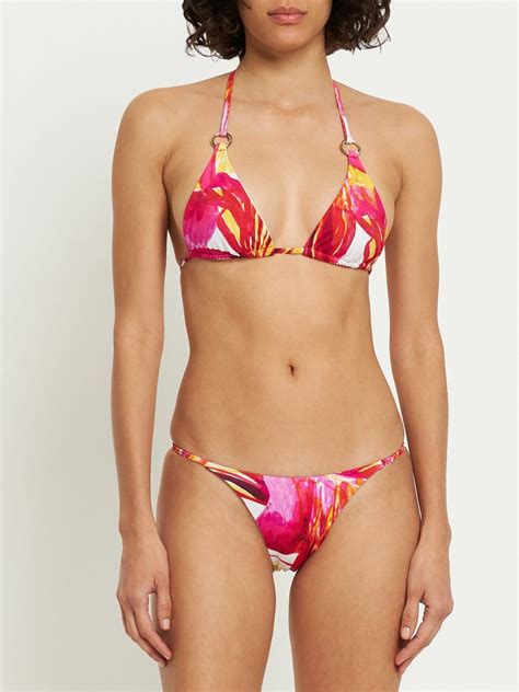 LOUISA BALLOU Mini Ring Printed Triangle Bikini Top Louisa Ballou