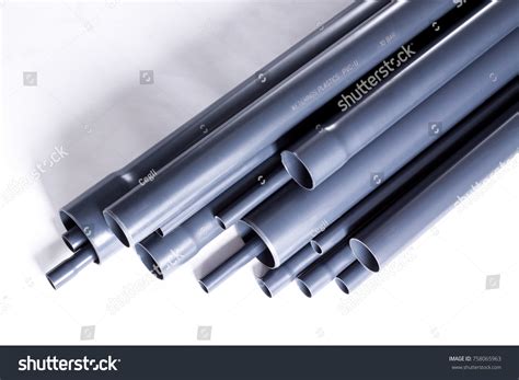 Grey Pvc U Watering System Pipes Isolated Stock Photo 758065963