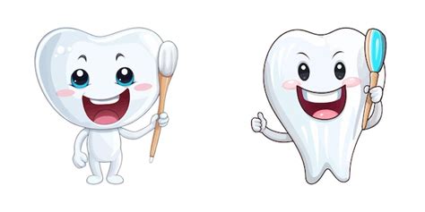 Premium Vector Cartoon Tooth Character Holding A Toothbrush And