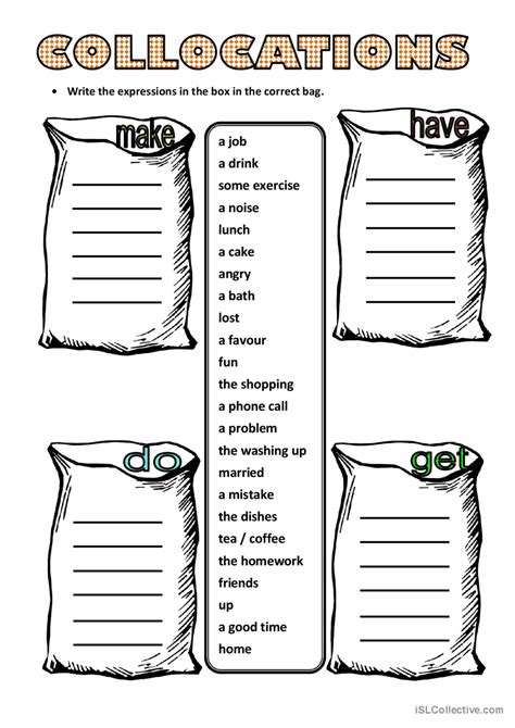 Collocations English Esl Worksheets Pdf Doc