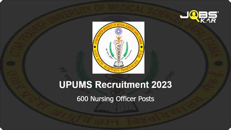 Upums Recruitment 2023 Apply Online For 600 Nursing Officer Posts