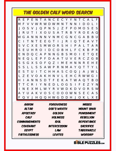 Golden Calf Word Search