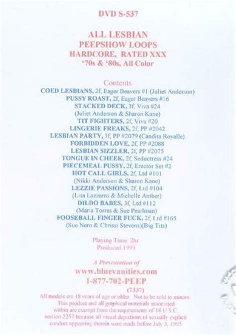 All Lesbian Peepshow Loops Hardcore Rated X S S All Color By Blue Vanities