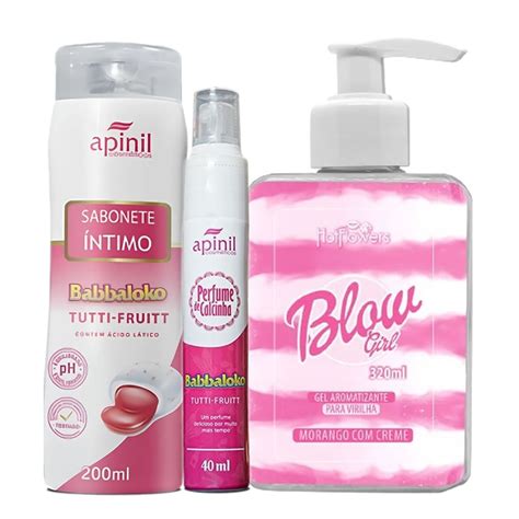 KIT Blow Girl Gel Aromatizante Hot Flowers Sabonete Líquido Perfume de Calcinha Apinil SEX
