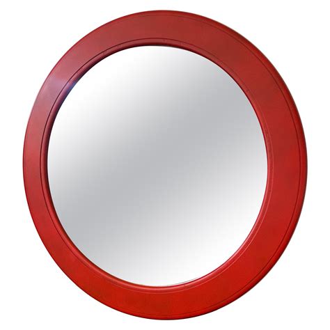 Red Plastic Square 1970s Wall Mirror with Classic Shape Frame at ...