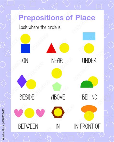 Vetor De Prepositions Of Place With Geometry Shapes Printable