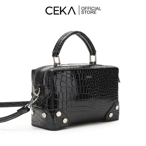 Jual CEKA Tas 2 Zip Selempang Wanita Import Croco Sling Bag Pesta