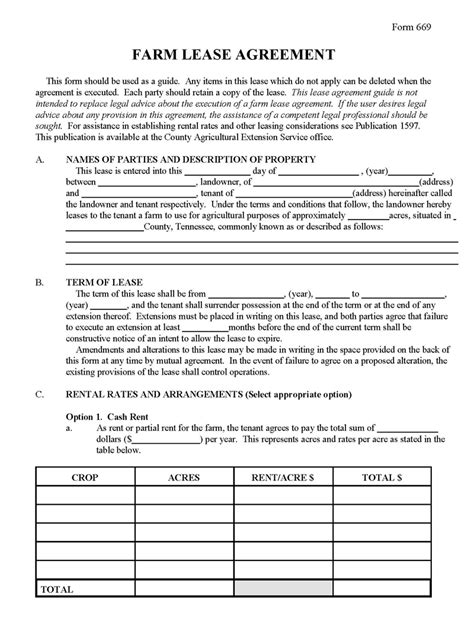 Free Land Farm Lease Agreement Templates Word Pdf