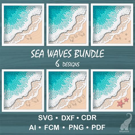 3D Layered Sea Waves Bundle 6 Designs SVG For Cricut DX Inspire