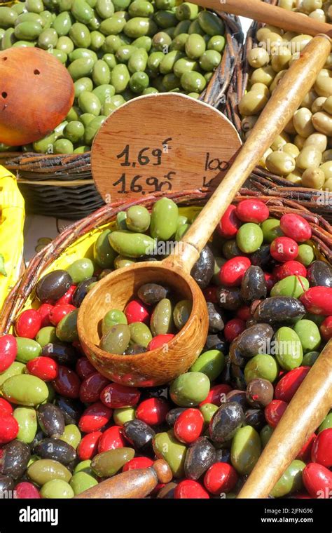 Olives At The Farmers Market In The Provence France Stock Photo Alamy