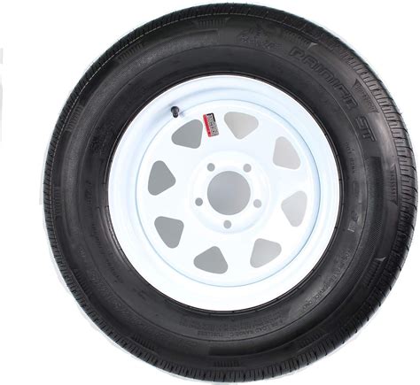 Amazon.com: eCustomrim Mounted Radial Trailer Tire On Rim ST205/75R15 Load Range C 5 Lug White ...