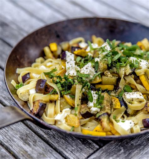 Auberginen Zucchini Pasta Mit Schafsk Se