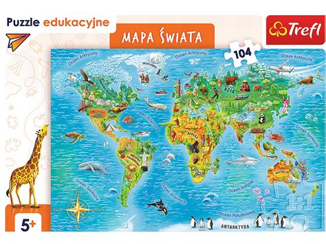 Trefl Puzzle Edukacyjne Mapa Wiata Elementy Plusznet