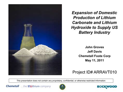 Expansion Of Domestic Production Of Lithium Carbonate And Lithium