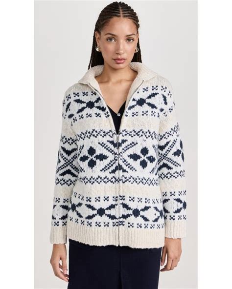 Vince Nordic Fair Isle Cardigan In Black Lyst