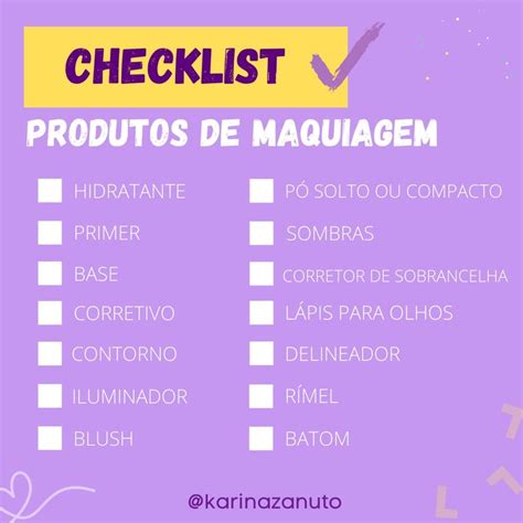 Lista De Maquiagem Completa - Checklist make | Lista de maquiagem, Produtos de maquiagem, Lista de ...
