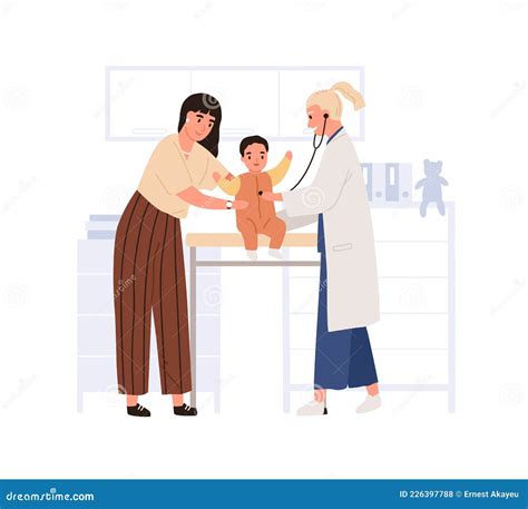 Appointment Pediatrician Doctor Vector Illustration Cartoon Flat Line