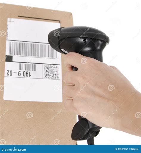 Scanning Barcode On The Box Isolated On White Stock Image Image 24524251