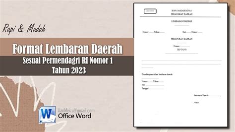 Format Lembaran Daerah Sesuai Permendagri RI Nomor 1 Tahun 2023 YouTube