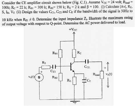 Solved Consider The Ce Amplifier Circuit Shown Below Fig