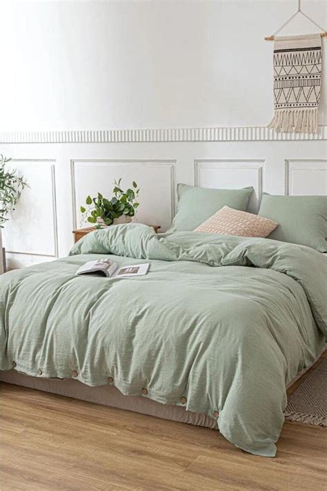 3 Pc Cotton Duvet Cover In Sage Green Duvet Cover With Etsy Uk