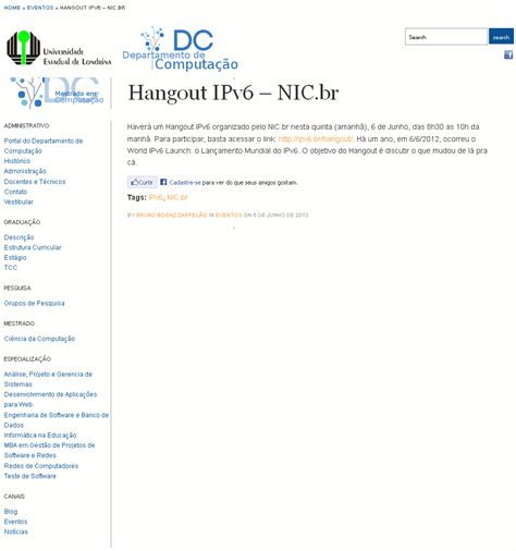 NIC br Na Mídia Hangout IPv6 NIC br