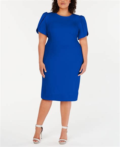 Calvin Klein Plus Size Tulip Sleeve Sheath Dress Macys