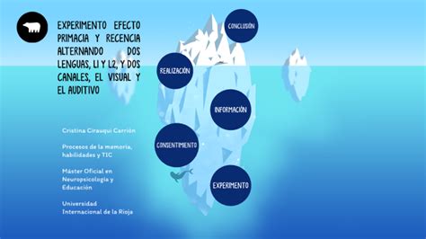 EXPERIMENTO EFECTO PRIMACIA Y RECENCIA EXPLICADO CON UN ICEBERG By On Prezi