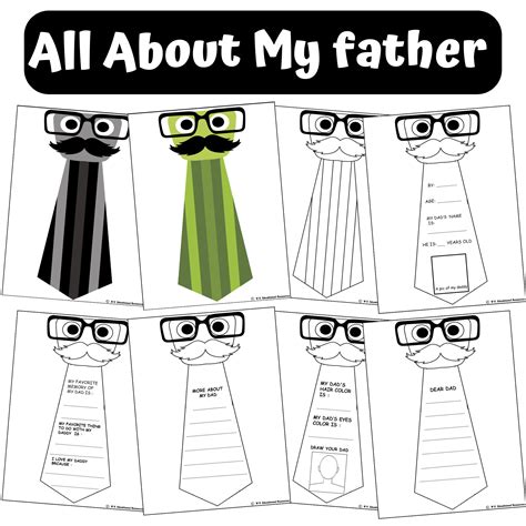 Father's Day Card Craft Activities for Dad All About My Dad Coloring