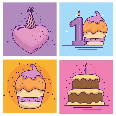 Free Vector | Set happy birthday event with decoration