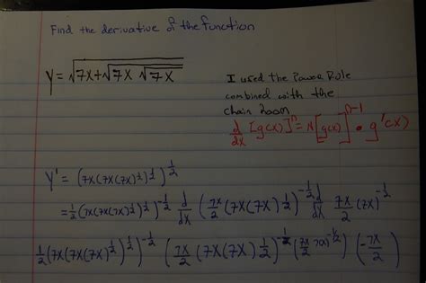 Calculus Find The Derivative Of The Function Y Sqrt{7x Sqrt{7x