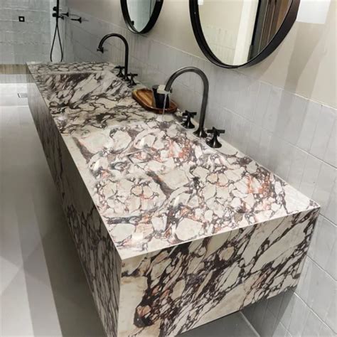 Newstar Wall Hung Calacatta Viola Marble Sink Basin Powder Room Vanity