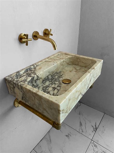 Calacatta Gold Marble Sink Basin Powder Room Marble Vanity Etsy