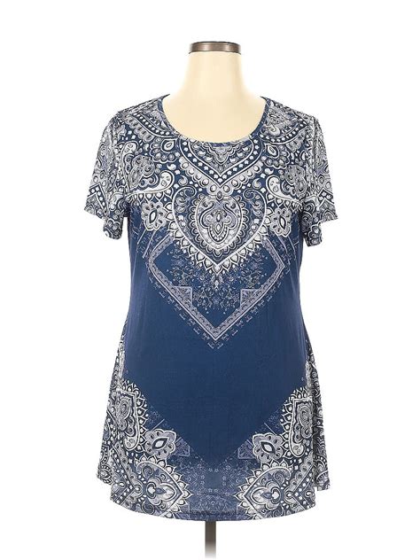 Lily By Firmiana Paisley Blue Short Sleeve T Shirt Size XL 56 Off