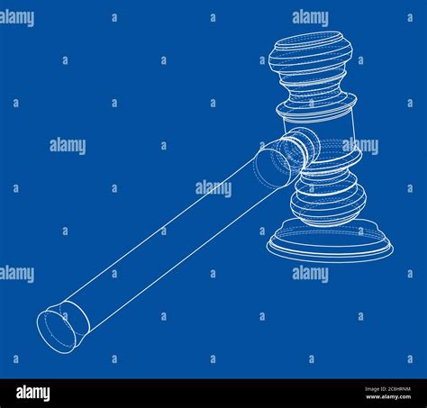 3D outline gavel. 3D illustration Stock Photo - Alamy