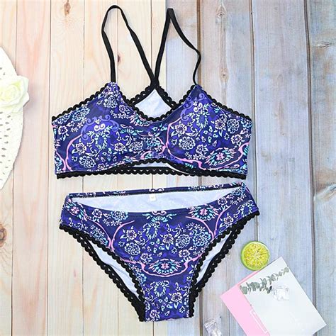 Wwjwf Bikinis para Niñas Conjunto Bikini Traje De Baño Mujer Traje De Baño Estampado Sólido